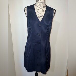 Steve Madden Pinstripe Button-Front Vest Dress/Sleeveless/Size Small/NWT